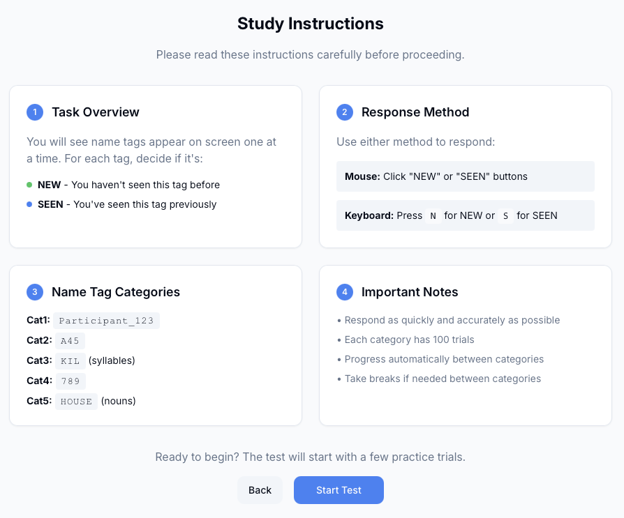 Figure 3: Onboarding page introducing participants to the study